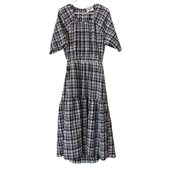 Anthropologie Just Female Hamilton Midi Dress Large Gingham Lightweight Cottage - Picture 6 of 15